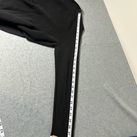 Ann Taylor LOFT Black Knit Polo Sweater Beige Trim Long Sleeve Women - Picture 6 of 11